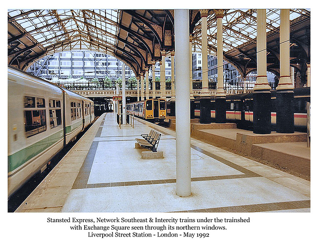 Trainshed towards Exchange Square Liverpool Street Station - May 1992