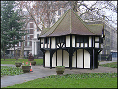 half-timbered gardener's hut