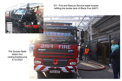 G1F&RS water bowser resupplying 44871 at Eastbourne 6 12 2023