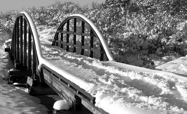 Kettle Cove bridge in snow
