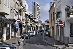 One Way Street – Shalom Shabazi Street at Akhva Street, Neve Tzedek Neighbourhood, Tel Aviv, Israel