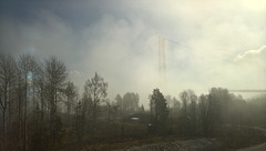 Höga Kusten-bron in morning fog