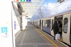Elizabeth Line west-bound platform Custom House 25 2 2023