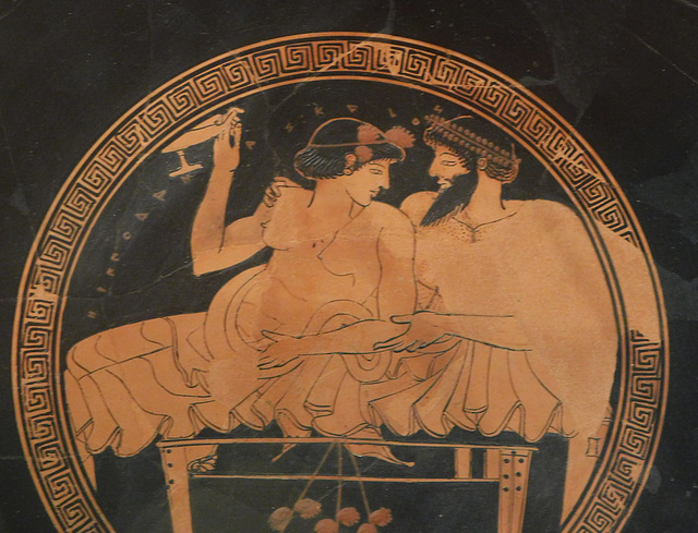Detail of a Terracotta Kylix Attributed to Makron as Painter and Signed by Hieron as Potter in the Metropolitan Museum of Art, September 2018