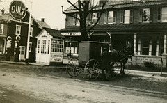An Amishman and His Buggy at Zimmerman's Store, Intercourse, Pa.