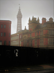 Blackpool town hall and the tower behind