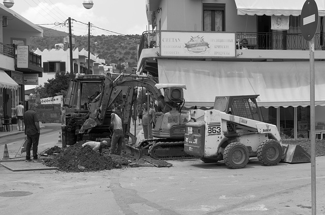 Men at work in Agios Nikolaos, Crete