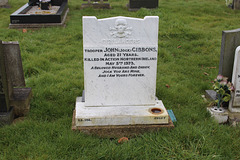 Memorial to John (Jock) Gibbons, General Cemetery, Cemetery Road, Barnsley, South Yorkshire