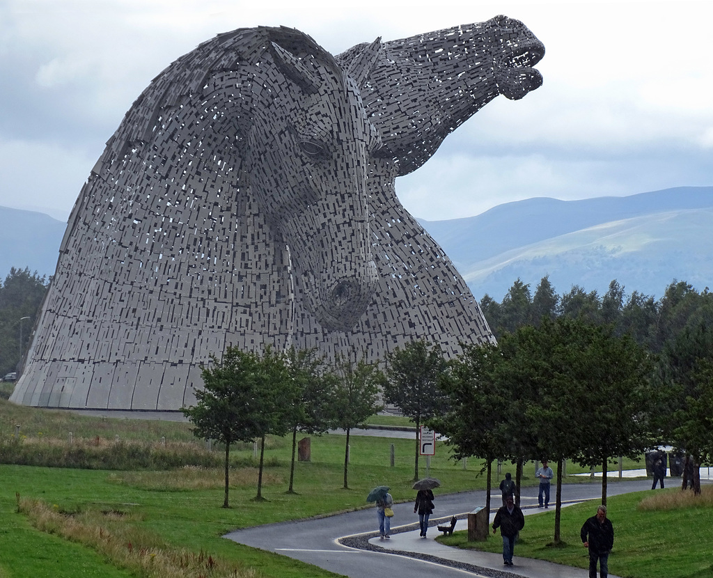 Kelpies with hills