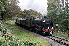Maunsell SR class V Schools 4-4-0 926 REPTON with 1J65 14:50 Heywood - Rawtenstall at Summerseat ELR 19th October 2019.