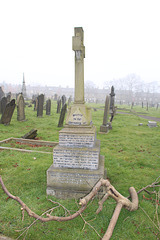 Memorial to Capt Claude Scott, Foster Lindley, and Frank Marcus Lindley, the son in law and two sons of Thomas and Alice Lindley, Killed WWI. Cemetery Road, Barnsley