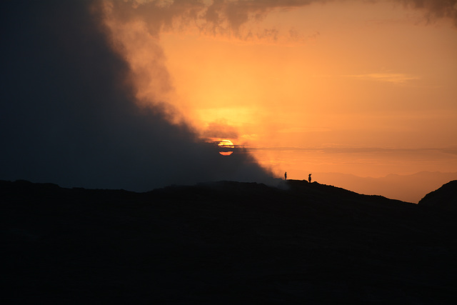 Sunrise over the Crater of the Volcano of Erta Ale