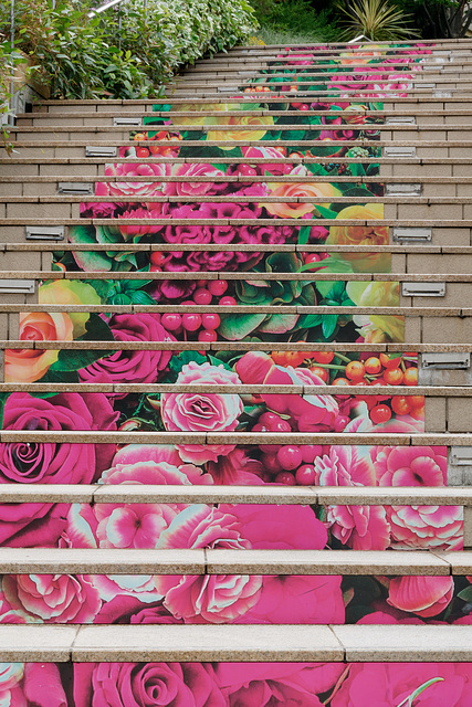 Escalier fleuri