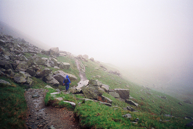 The footpath from Grisedale Tarn towards Patterdale (Scan from May 1990)