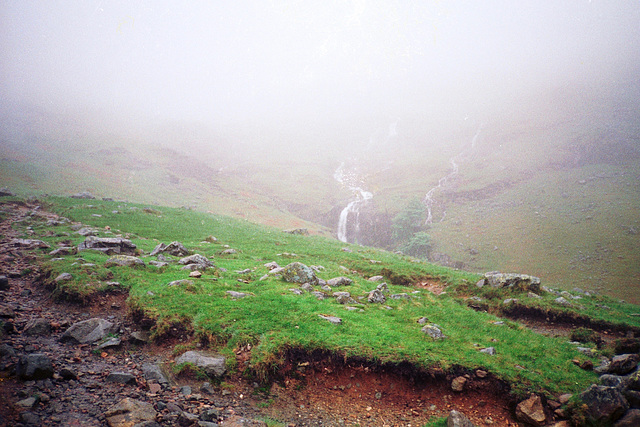 The footpath from Grisedale Tarn towards Patterdale (Scan from May 1990)