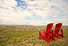 red chairs at badlands viewpoint