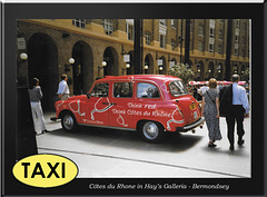 London Taxi Cotes du Rhone vinyl wrap Hays Galleria Bermondsey