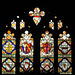 exeter cathedral, devon, c18 glass by william peckitt of 1766 from his heraldic west window, now in the cloisters