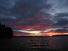 Sunset over lake Mustaselkä
