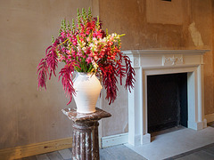Flowers and fireplace
