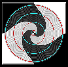fractal into horizontal lines polar coords oval B&W twirled sq