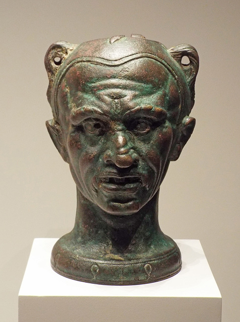 Oil Container in the Shape of a Boxer's Head in the Getty Villa, June 2016