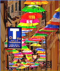 Tanti ombrelli per due lampioni e mezzo
