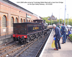 2890 at Tunbridge Wells West Station 24 9 2022  tender view