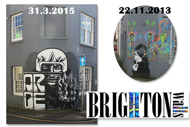 She's changed a bit since 2013 - Brighton walls - 31.3.2015