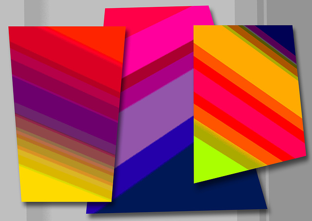 Colour gradient diagonal panels skewed