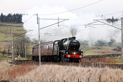 Stanier Class 6P Jubilee 45627 SIERRA LEONE approaching Shap Village with 1Z73 15:03 Carlisle - Manchester Victoria The Winter Cumbrian Mountain Express 22nd January 2022