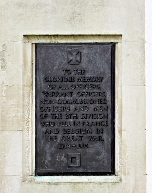 1914-1918 8th Division Memorial plaque
