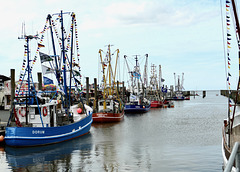 Geschmückte Fischerboote zum Hafenfest