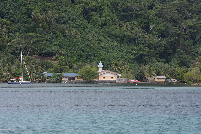 Polynésie Française, Small Church on the Shores of the Huahine Atoll