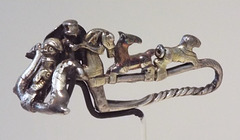 Gilded Silver La Tene II Type Fibula in the Archaeological Museum of Madrid, October 2022
