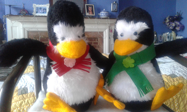 The two penguins all finished and ready for wrapping