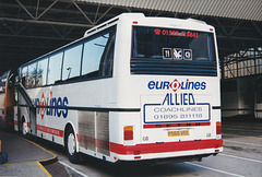 Allied Coachlines (Eurolines contractor) P568 VEE in London - 29 Nov 1997 (378-07)