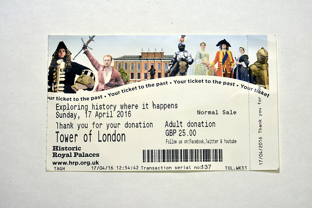 Ticket for the Tower of London