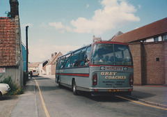 Morley's Grey Coaches JRM 76L in St. Andrew's Street, Mildenhall - 3 Aug 1985