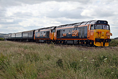 GBRf class 50`s 50049 DEFIANCE+50007 HERCULES at Willerby Carr Crossing with 1Z50 07.15 Motherwell - Scarborough private charter for GBRf Staff 6th July 2019