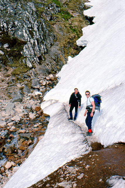 Alan and Steve near The Red Burn,Ben Nevis Path 16th May 1994.