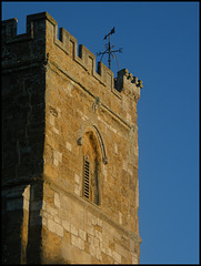 sunlight on a church tower