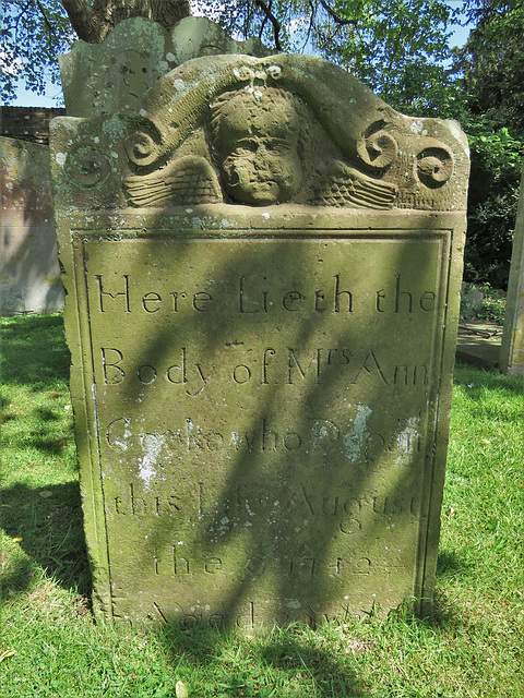penshurst church, kent (36)c18 gravestone with cherub, ann cooke +1742