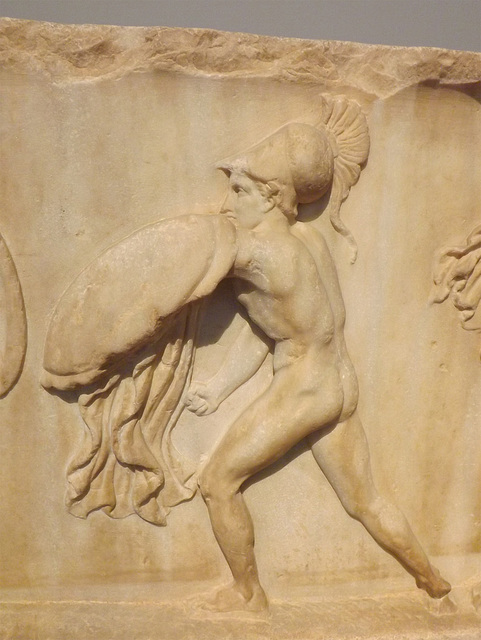 Detail of a Relief Slab from Athens with an Amazonomachy in the National Archaeological Museum in Athens, May 2014