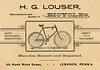 H. G. Louser, Manufacturer and Dealer in Bicycles, Lebanon, Pa.