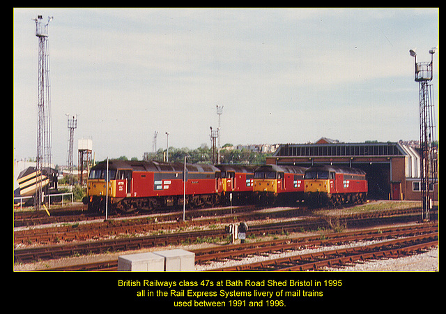 BR class 47s in RES livery Bristol Bath Rd 1995 b