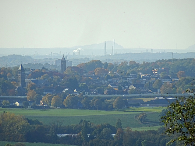 view from  minestone heap Adolf  ,Merkstein ,Germany to Zwartberg ,Belgium over Nieuwenhagen,Netherland