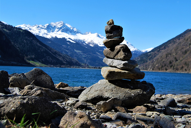 Rocks by a lake in Switzerland