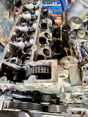 Preparing to change the head gasket on a Mercedes-Benz OM601 engine