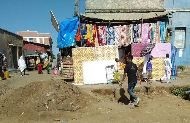 Village scene near Bahir Dar - Matress shop